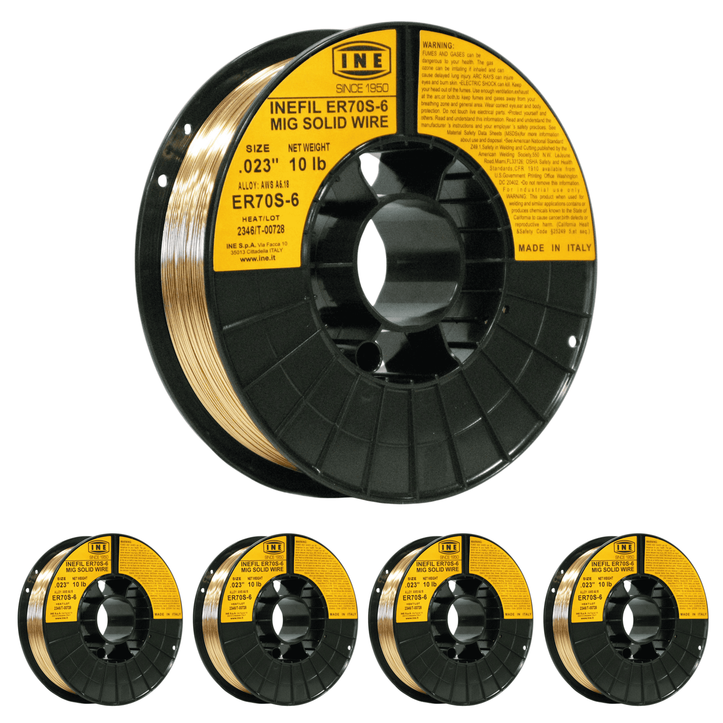 INEFIL ER70S-6 .023-Inch on 10-Pound Spool Carbon Steel Mig Solid Welding Wire