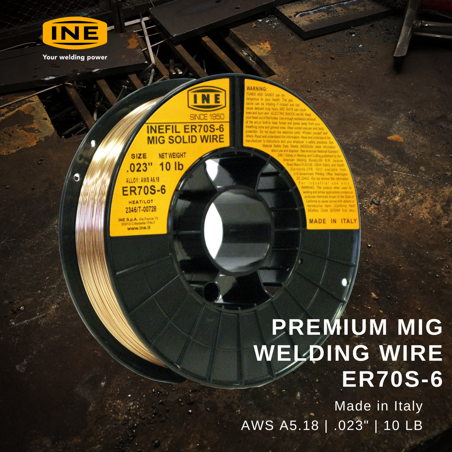 INEFIL ER70S-6 .023-Inch on 10-Pound Spool Carbon Steel Mig Solid Welding Wire