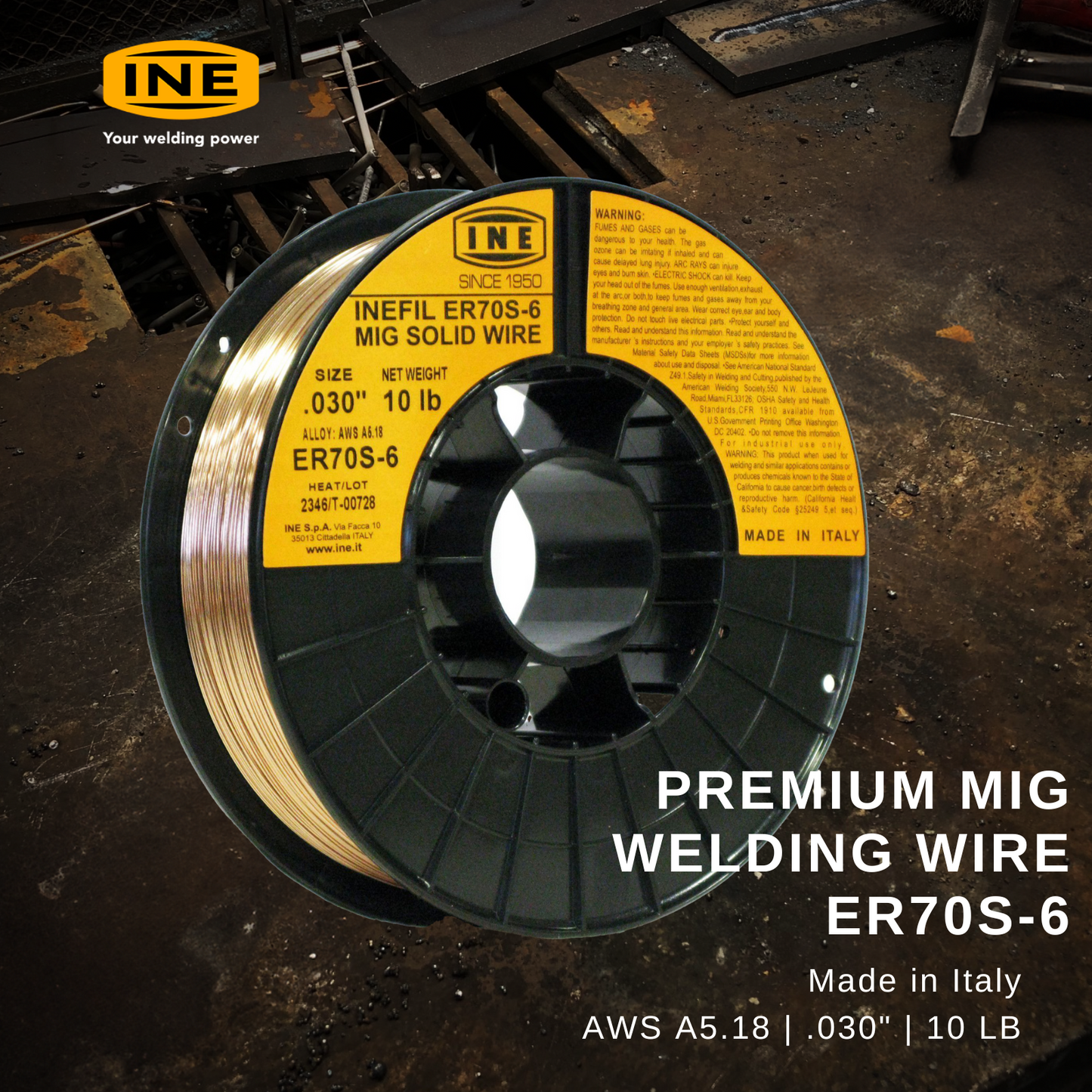 INEFIL ER70S-6 .030-Inch on 10-Pound Spool Carbon Steel Mig Solid Welding Wire