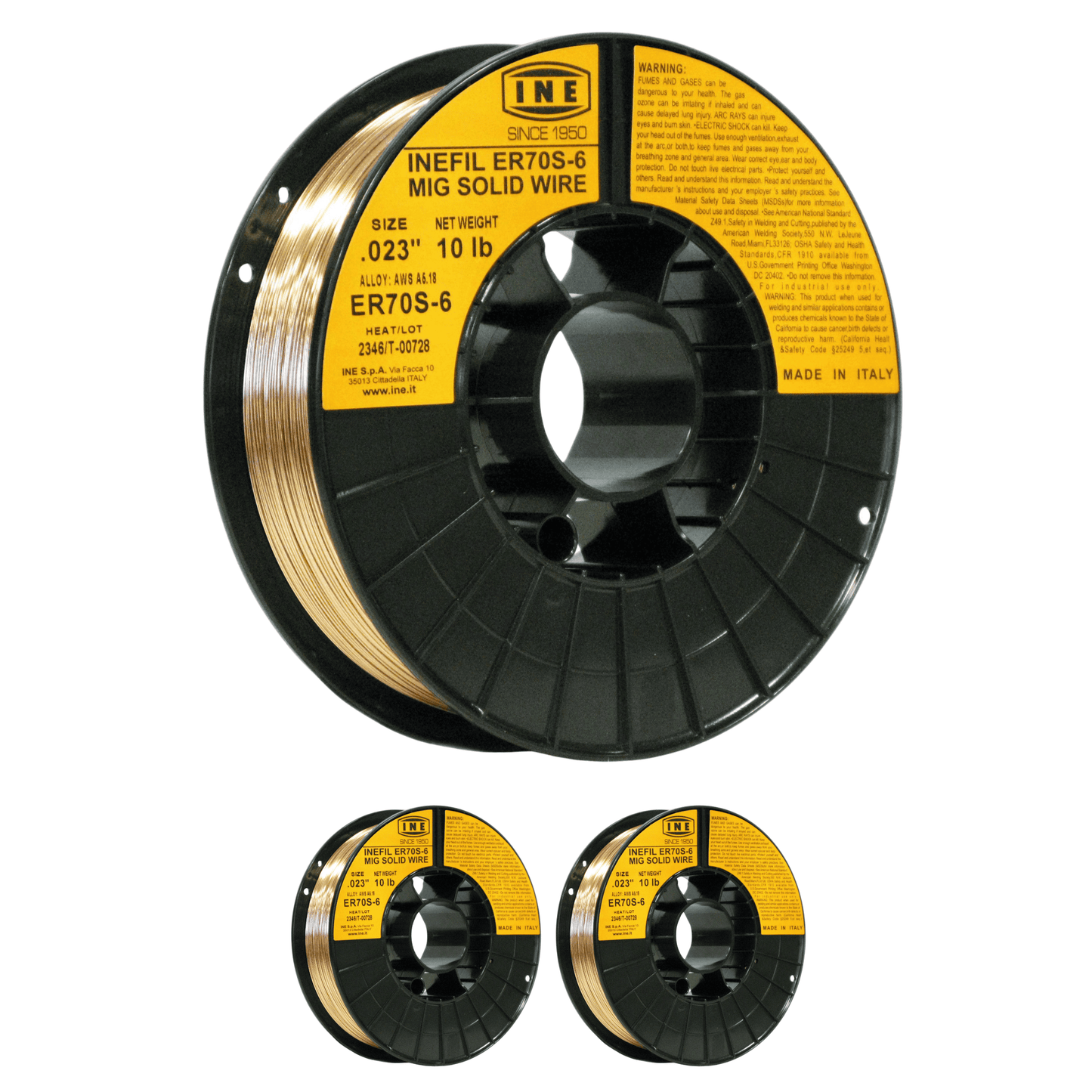 INEFIL ER70S-6 .023-Inch on 10-Pound Spool Carbon Steel Mig Solid Welding Wire